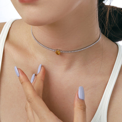 [LUCKY LOVE]2.0 Carat Sparkling Tennis Heart Cut Necklace