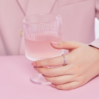 [LUCKY LOVE]Sparkling Colorful Round Cut Tennis Ring