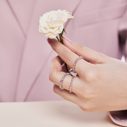 [LUCKY LOVE]Sparkling Colorful Round Cut Tennis Ring