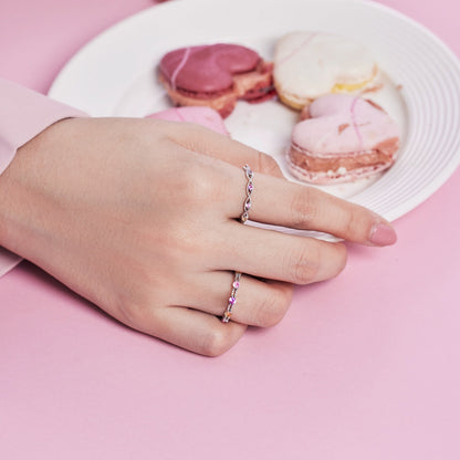 [LUCKY LOVE]Sparkling Colorful Round Cut Tennis Ring