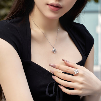[LUCKY LOVE]Four-Leaf Clover And Eight-Pointed Star Necklace