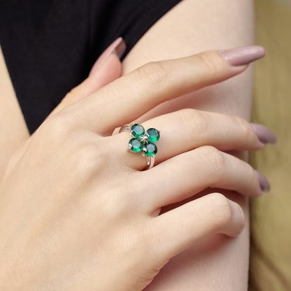 [LUCKY LOVE]Four-Leaf Clover Eight-Pointed Star Ring