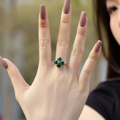 [LUCKY LOVE]Four-Leaf Clover Eight-Pointed Star Ring
