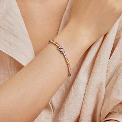 [LUCKY LOVE]Radiant Colorful Round Cut Tennis Bracelet