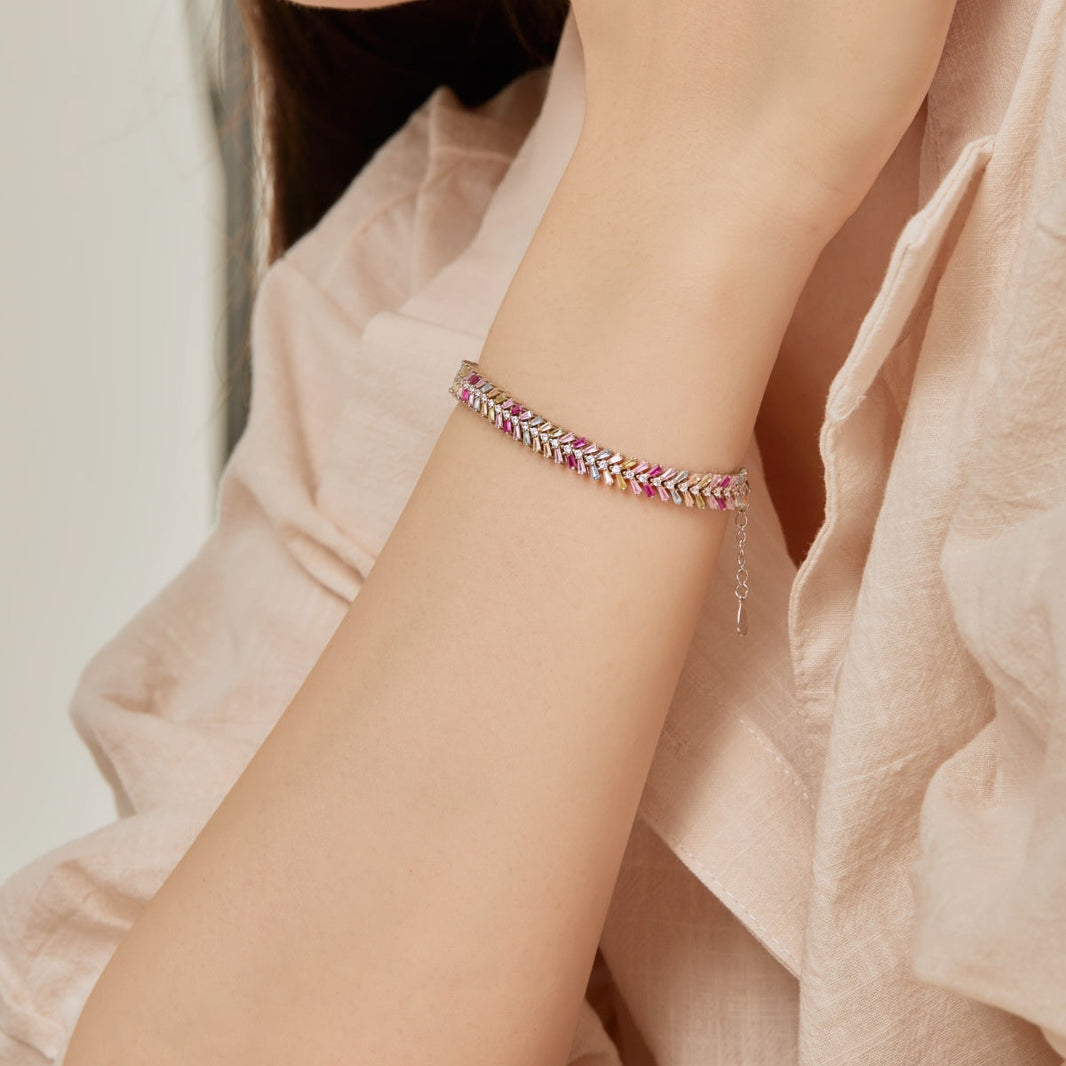 [LUCKY LOVE]Dainty Radiant Emerald Cut Daily Bracelet