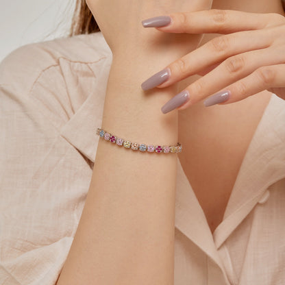 [LUCKY LOVE]Delicate Colorful Emerald Cut Daily Bracelet