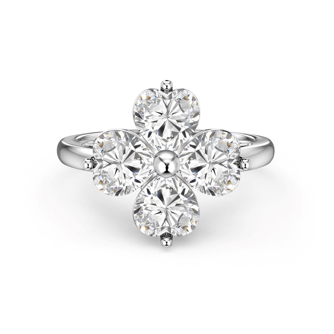 [LUCKY LOVE]Heart-shaped Four-Leaf Clover Ball Ring