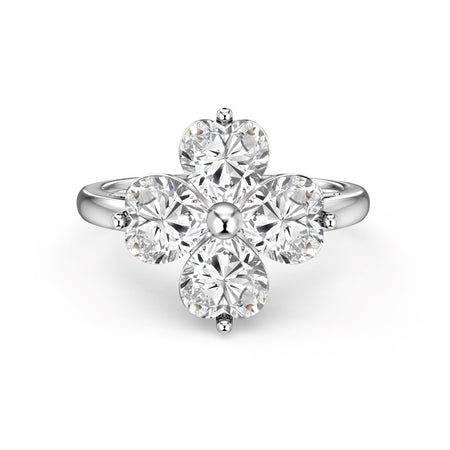 [LUCKY LOVE]Heart-shaped Four-Leaf Clover Ball Ring
