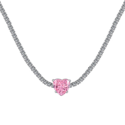 [LUCKY LOVE]2.0 Carat Sparkling Tennis Heart Cut Necklace