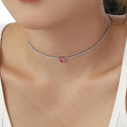 [LUCKY LOVE]2.0 Carat Sparkling Tennis Heart Cut Necklace