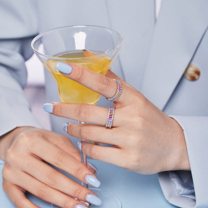 [LUCKY LOVE]Splashy Ornate Emerald Cut Cocktail Ring