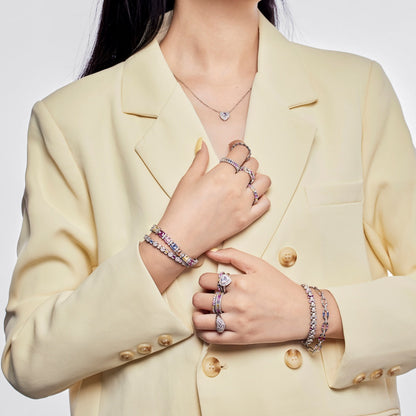 [LUCKY LOVE]Splashy Ornate Emerald Cut Cocktail Ring