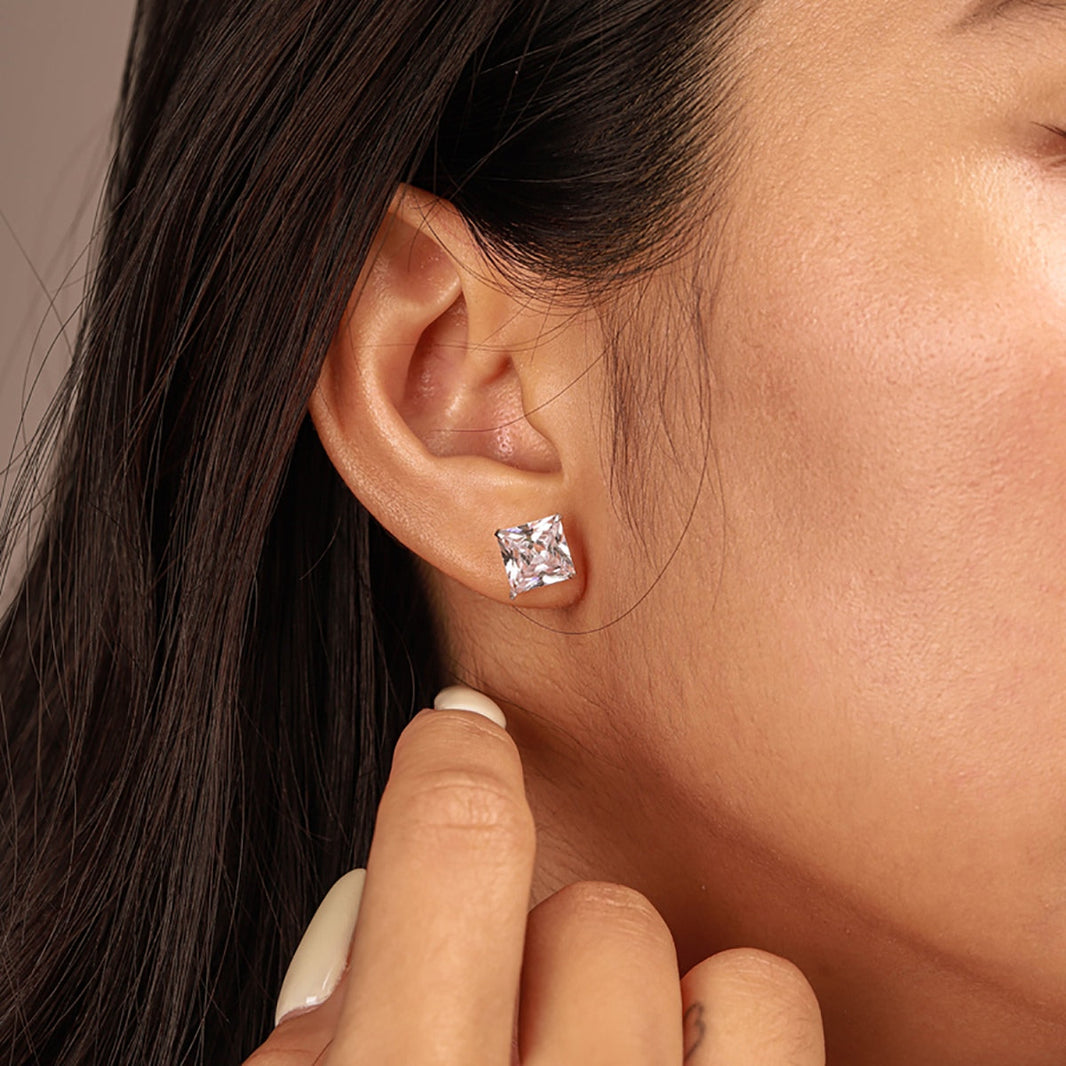 [LUCKY LOVE]Ornate Square Shape Earrings