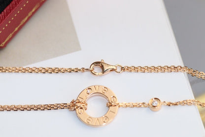[LUCKY LOVE]LOVE NECKLACE ADJUSTABLE ROSE GOLD 2 DIAMOND