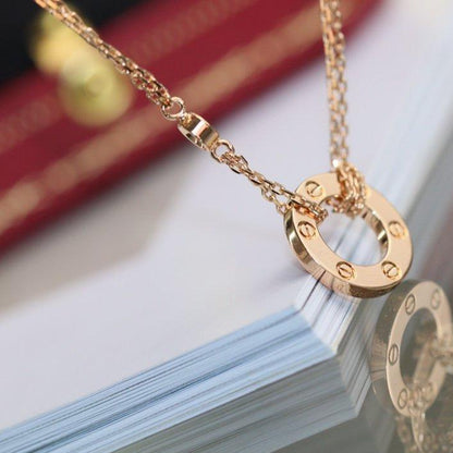 [LUCKY LOVE]LOVE NECKLACE ADJUSTABLE ROSE GOLD 2 DIAMOND