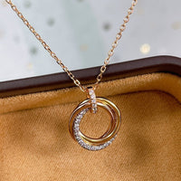 [LUCKY LOVE]TRINITY NECKLACE SILVER GOLD PINK GOLD DIAMONDS