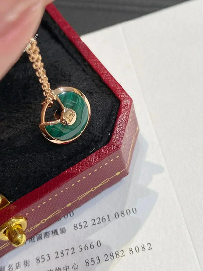 [LUCKY LOVE]AMULETTE ROSE GOLD MALACHITE NECKLACE