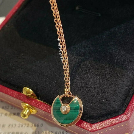 [LUCKY LOVE]AMULETTE ROSE GOLD MALACHITE NECKLACE