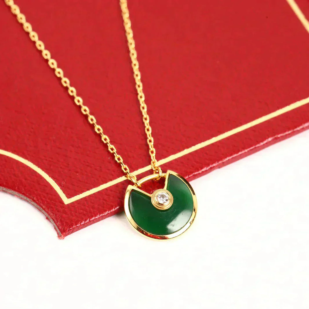 [LUCKY LOVE]AMULETTE GOLD MALACHITE NECKLACE