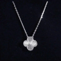 [LUCKY LOVE]CLOVER  15MM DIAMOND LASER NECKLACE SILVER