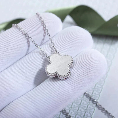 [LUCKY LOVE]CLOVER  15MM DIAMOND LASER NECKLACE SILVER