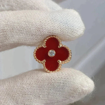 [LUCKY LOVE]CLOVER MEDIUM 1 MOTIFS CARNELIAN  DIAMOND earrings