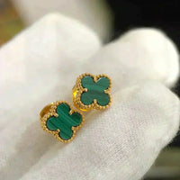 [LUCKY LOVE]CLOVER MINI 9.5MM MALACHITE  EARRINGS