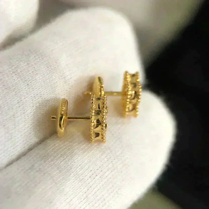 [LUCKY LOVE]CLOVER MINI 9.5MM MALACHITE  EARRINGS