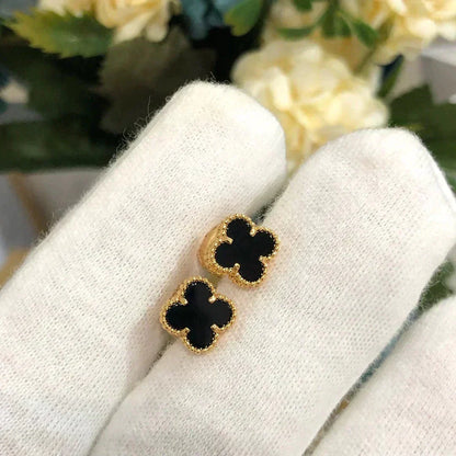 [LUCKY LOVE]CLOVER MINI 9.5MM BLACK MOP EARRINGS