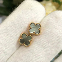 [LUCKY LOVE]CLOVER MINI 9.5MM GRAY MOP EARRINGS