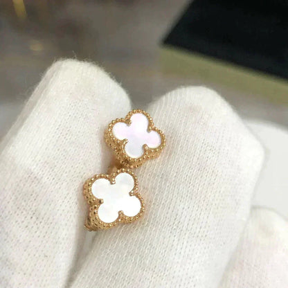 [LUCKY LOVE]CLOVER MINI 9.5MM WHITE MOP EARRINGS