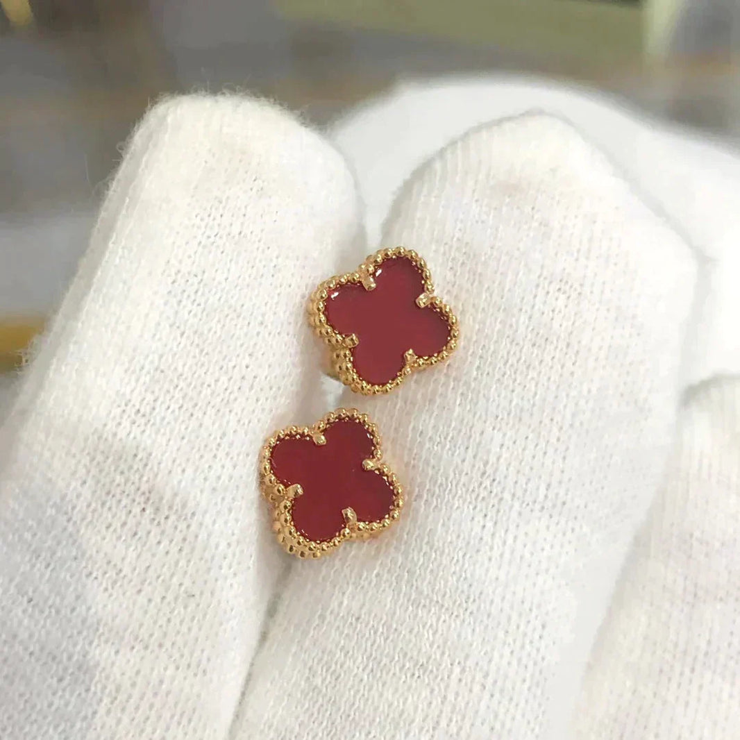 [LUCKY LOVE]CLOVER MINI 9.5MM CARNELIAN EARRINGS