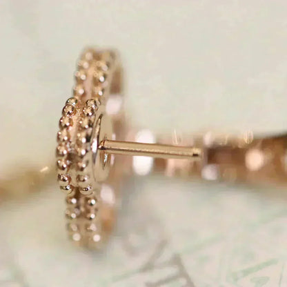 [LUCKY LOVE]CLOVER MEDIUM 1 MOTIFS FUll DIAMOND EARRINGS