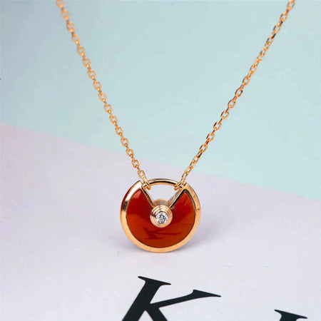 [LUCKY LOVE]AMULETTE GOLD CARNELIAN ONYX NECKLACE