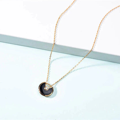 [LUCKY LOVE]AMULETTE GOLD CARNELIAN ONYX NECKLACE