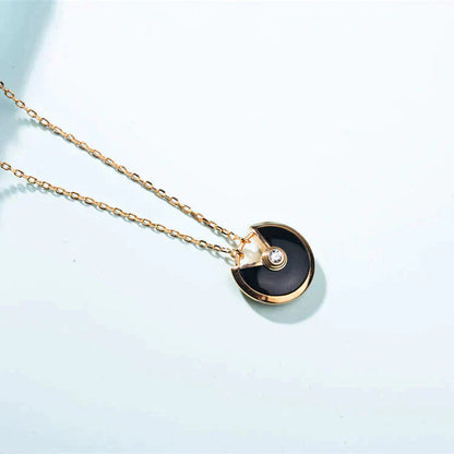[LUCKY LOVE]AMULETTE GOLD CARNELIAN ONYX NECKLACE