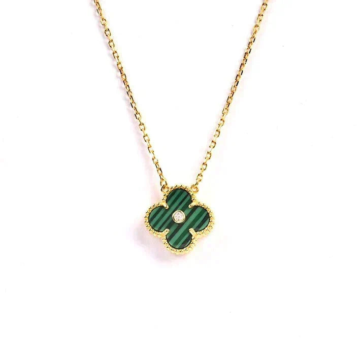 [LUCKY LOVE]CLOVER 15MM DIAMOND TURQUOISE NECKLACE