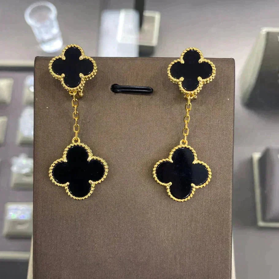 [LUCKY LOVE]CLOVER 2 MOTIFS  EARRINGS (MULTIPLE CHOICESC