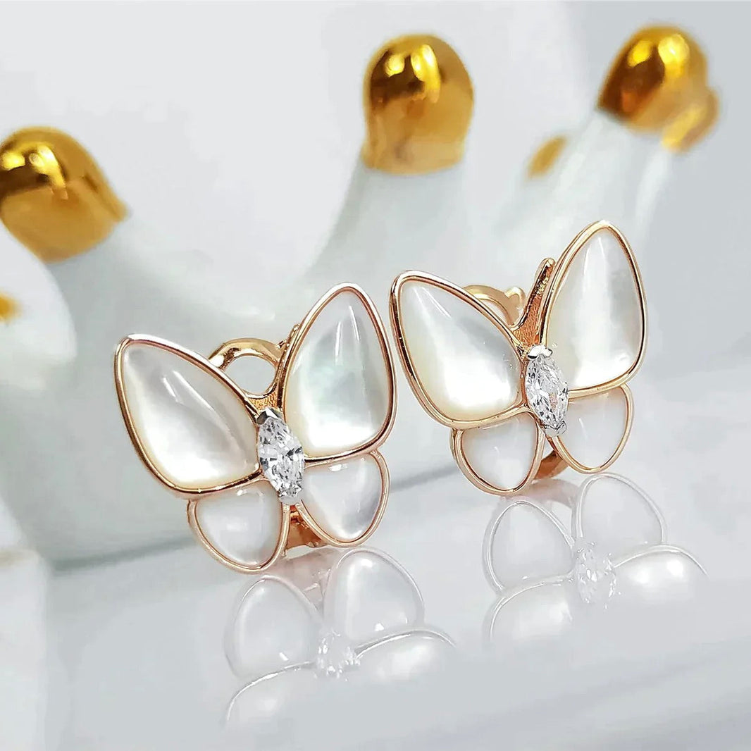 [LUCKY LOVE]BUTTERFLY MOP DIAMOND EARRINGS