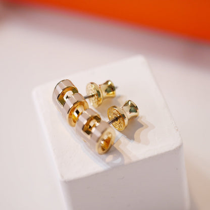 [LUCKY LOVE]MINI POP H GOLD EARRINGS GREY