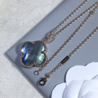 [LUCKY LOVE]CLOVER 25MM GOLD DARK MOP BIG CLOVER NECKLACE