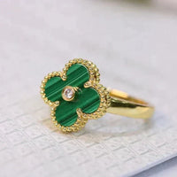 [LUCKY LOVE]CLOVER MALACHITE RING GOLD DIAMOND