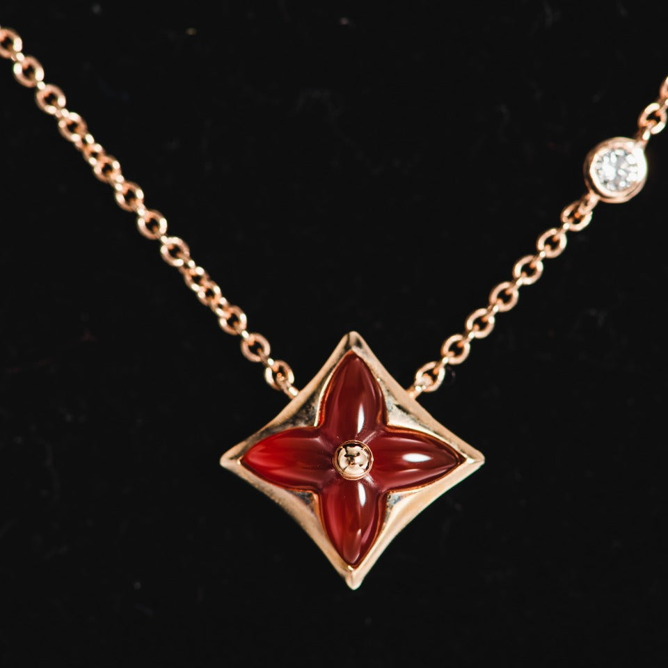 [LUCKY LOVE]STAR NECKLACE PINK GOLD 1 DIAMOND