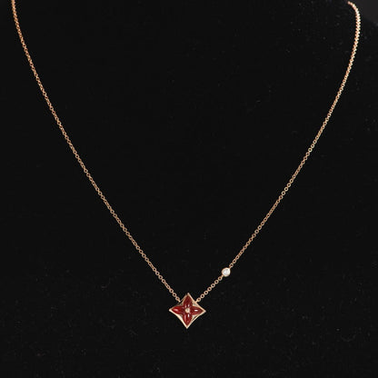 [LUCKY LOVE]STAR NECKLACE PINK GOLD 1 DIAMOND