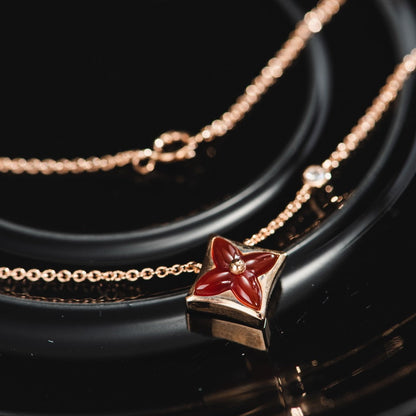 [LUCKY LOVE]STAR NECKLACE PINK GOLD 1 DIAMOND