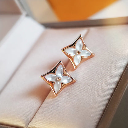 [LUCKY LOVE]STAR MOP PINK GOLD EARRINGS