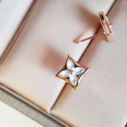 [LUCKY LOVE]STAR MOP PINK GOLD EARRINGS