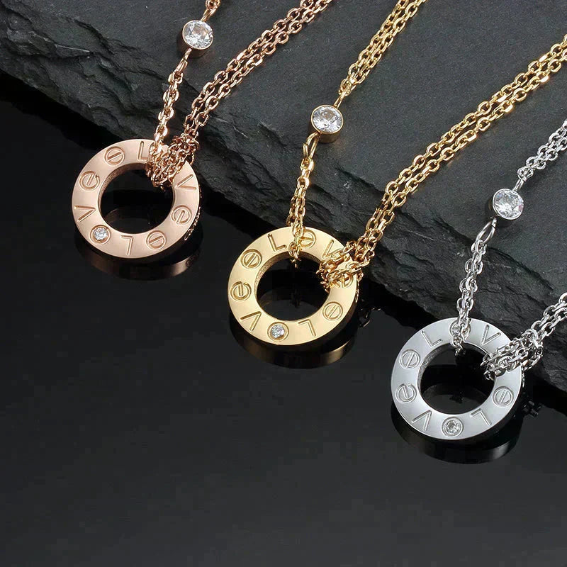 [LUCKY LOVE]LOVE NECKLACE 16MM 2 DIAMONDS