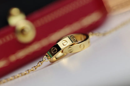 [LUCKY LOVE]LOVE NECKLACE DOUBLE RING GOLD