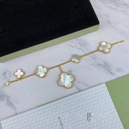 [LUCKY LOVE]MAGIC CLOVER MOP GOLD BRACELET 5 MOTIFS